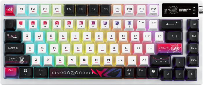 Клавіатура механічна ASUS ROG Azoth X 81key, NX Snow, USB-A/WL/BT, EN, RGB, білий