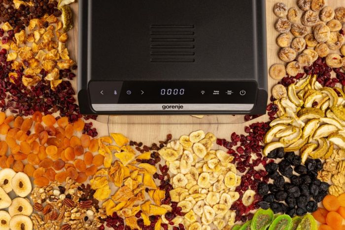 Сушарка для продуктів Gorenje 580Вт, піддонів - 6x1.5см, діаметр - 25см, макс - 75°С, дисплей, пластик+метал, чорний