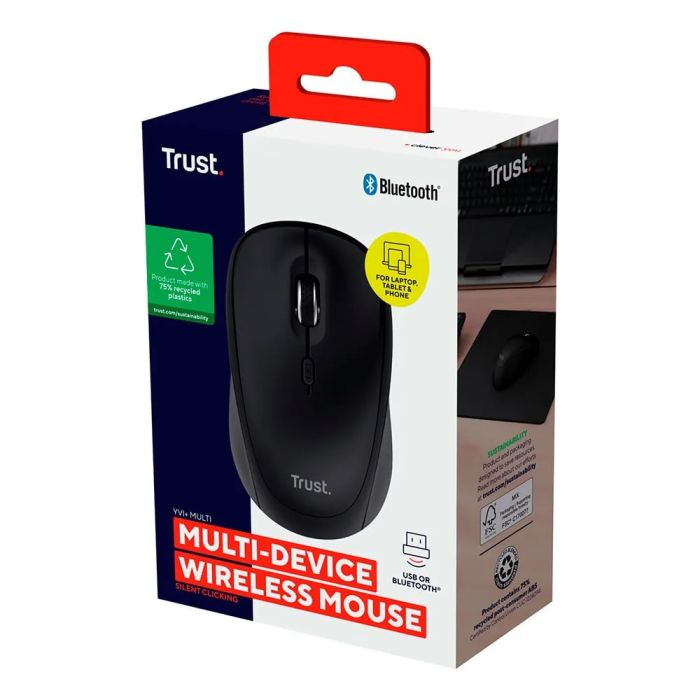Миша Trust Yvi+ Compact Multi-Device, WL/BT/USB-A, чорний