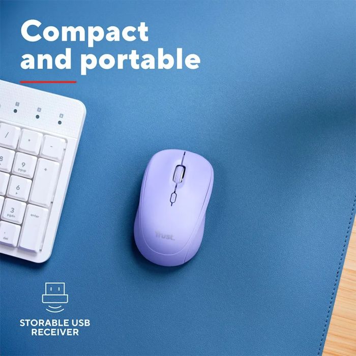 Мышь Trust Yvi+ Compact Multi-Device, WL/BT/USB-A, фіолетовий