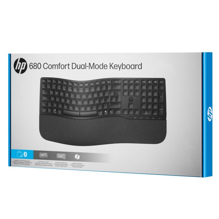 Клавиатура мембранная HP 680 Comfort Dual-Mode 111key, BT, EN/UK, чёрный