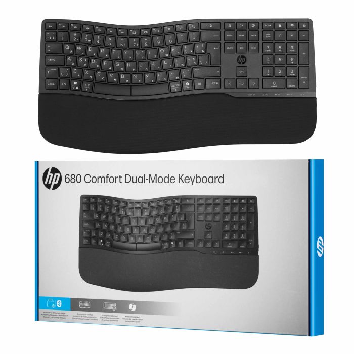 Клавиатура мембранная HP 680 Comfort Dual-Mode 111key, BT, EN/UK, чёрный