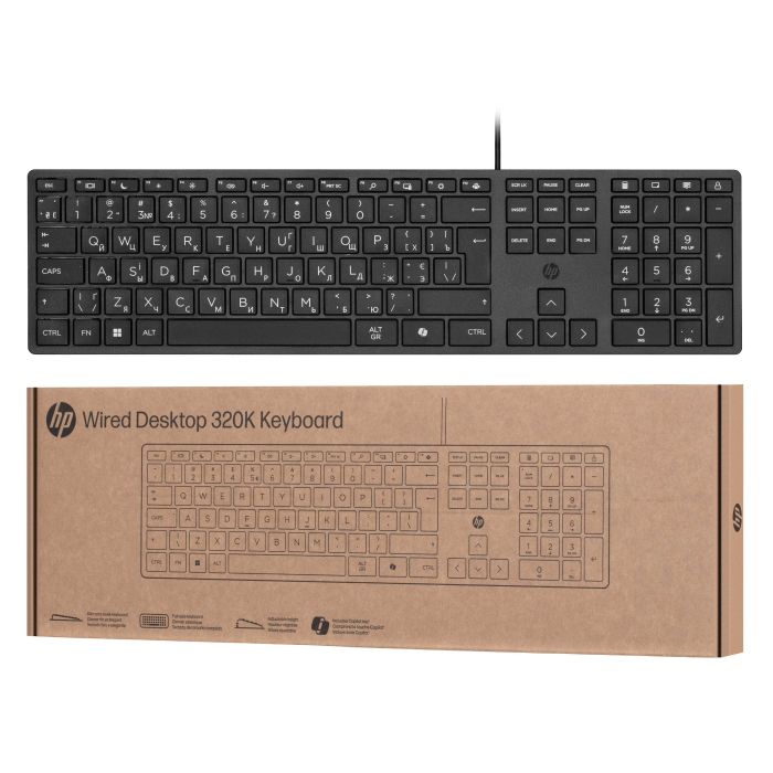 HP Keyboard membrane 320K, 109key, USB-A, EN/UK, black