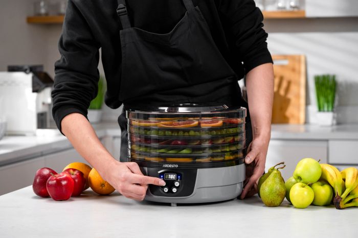 Сушарка для продуктів  , 250Вт, піддонів -5x3см, діаметр-32см, макс-70°С, таймер, електр. управління, пластик , білий ARDESTO FDB-532TTC