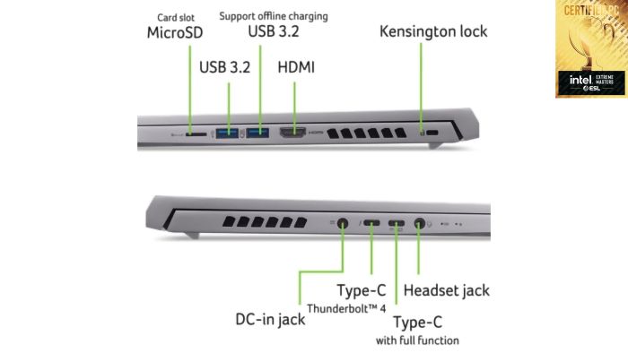 Acer Notebook Predator Triton Neo 16 PTN16-51 16" WQXGA, Intel U7-155H, 32GB, F1TB, NVD4060-8, Lin, silver