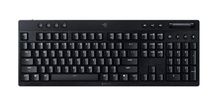 Клавіатура механічна Razer BlackWidow V4 Low-profile HyperSpeed, 104key, Green Switch, USB-A/WL/BT, EN, RGB, чорний
