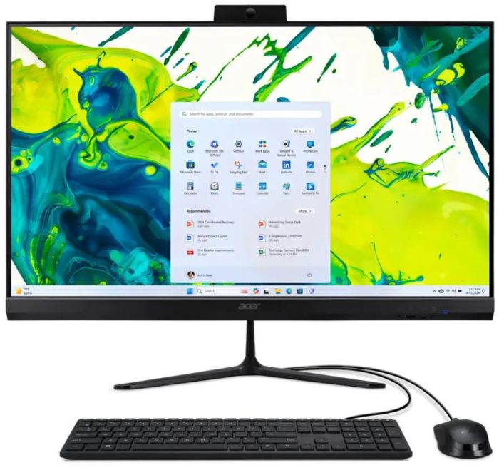 Комп'ютер персональний моноблок Acer Aspire C24-2G 23.8" FHD, Intel 5-120U, 16GB, F512GB, UMA, WiFi, кл+м, Lin, чорний