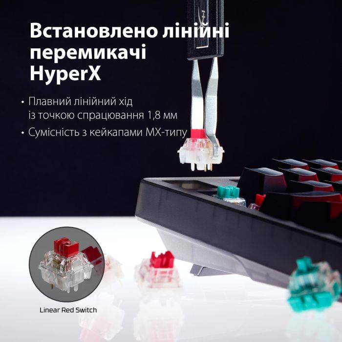 HyperX Alloy keyboard Origins 2 65key, Red, USB-A, Hot-Swap, EN/UA, RGB, black