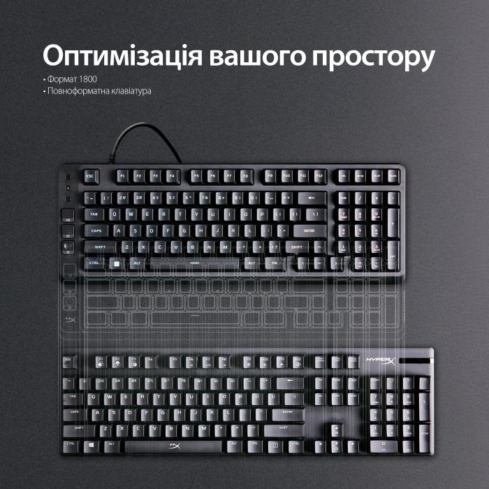 Клавіатура мембранна HyperX Alloy Origins EVE 1800 99key, Red, USB-A, EN/UA, RGB, чорний