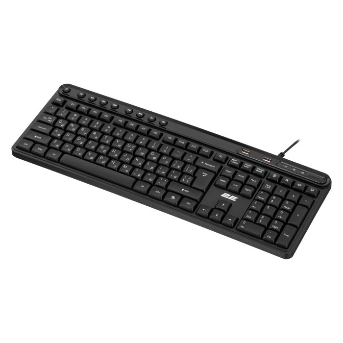 Клавиатура мембранная 2E KS1100 104key, 2xUSB HUB, USB-A, EN/UK, черный