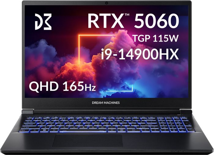 Ноутбук Dream Machines RG5060-15 15.6QHD IPS, Intel i9-14900HX, 32GB, F1TB, NVD5060-8, DOS, чорний