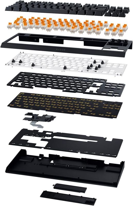 Клавіатура механічна Razer BlackWidow V4 TKL HyperSpeed, 87key, Orange Switch Gen-3, USB-A/WL/BT, EN, RGB, чорний