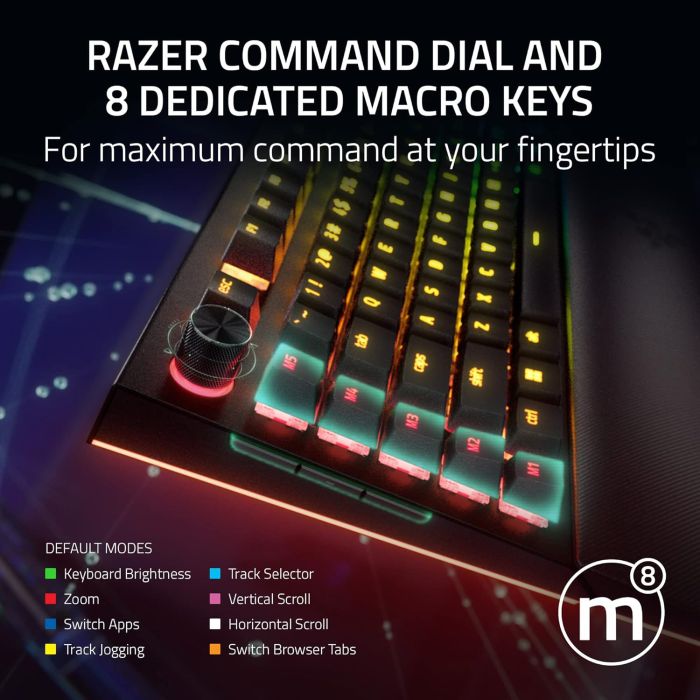 Razer Keyboard mechanical BlackWidow V4 Pro 104key Yellow Switch, USB-A, EN, RGB, black
