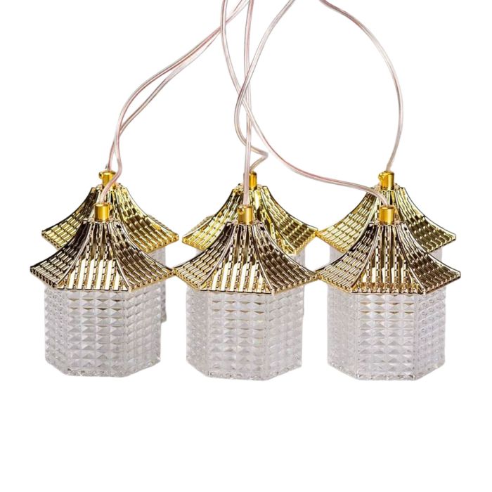 Гірлянда штора з фігурками Ліхтар 3 метри 6 ламп тепле жовте світло 6L3MLIG