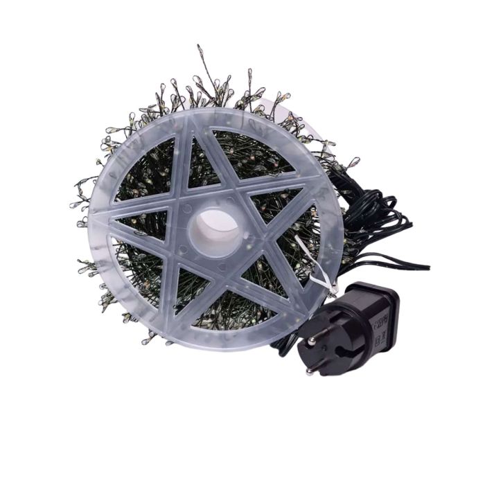 Гірлянда роса мішура 30 метрів хвойна лапа 640 led світлодіодів зелений дріт жовто-блакитна D1750Y