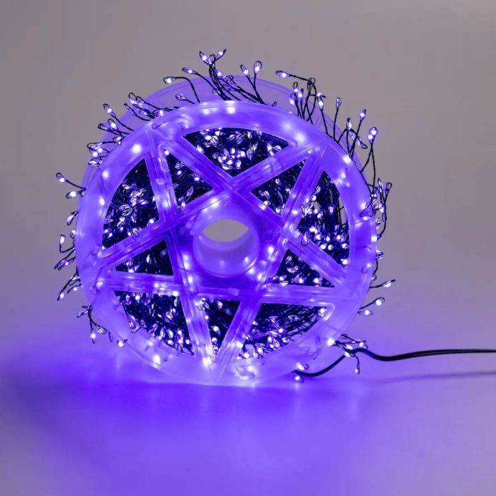 Гірлянда нитка хвойна лапа 30 метрів  640 led зелений дріт синя D1750BL