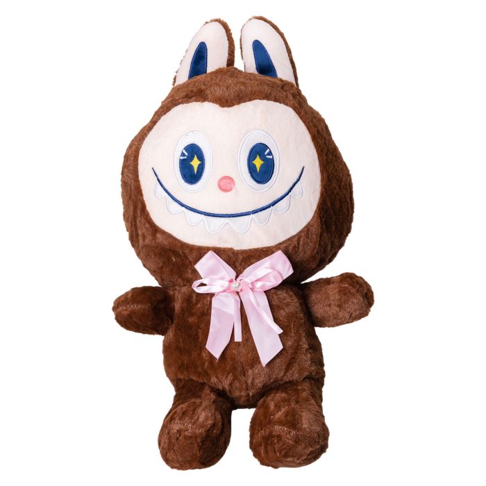 Дитяча м'яка іграшка Лабубу з пледом 54 см плюшева Коричнева ТМ COLORFUL HOME LAB3BR