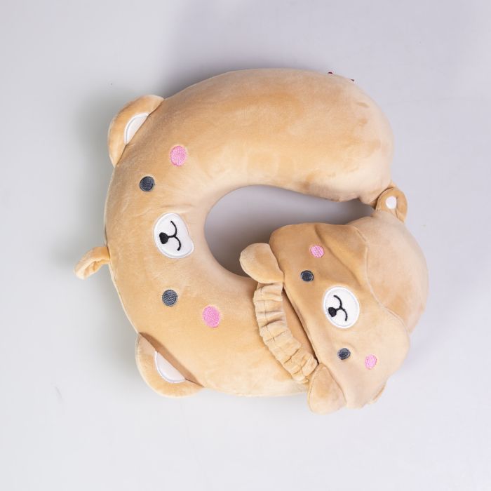 Дорожній набір 2 в 1 Bear подушка для шиї та маска для сну HP-56-9BR