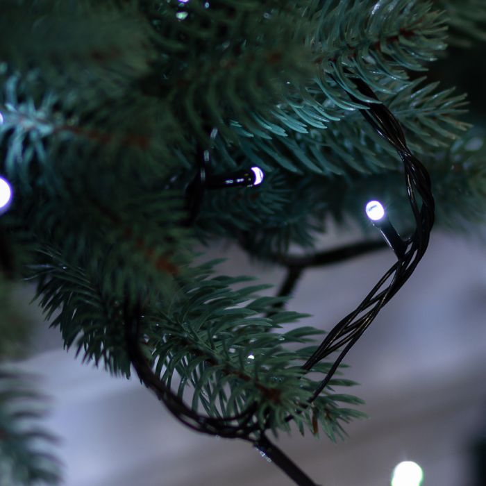 Гірлянда нитка 14м на 161 LED лампочок світлодіодна чорний провід 8 режимів роботи Білий M300LEDW