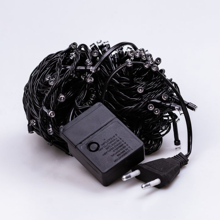 Гірлянда нитка 14м на 161 LED лампочок світлодіодна чорний провід 8 режимів роботи Синій M300LEDBL