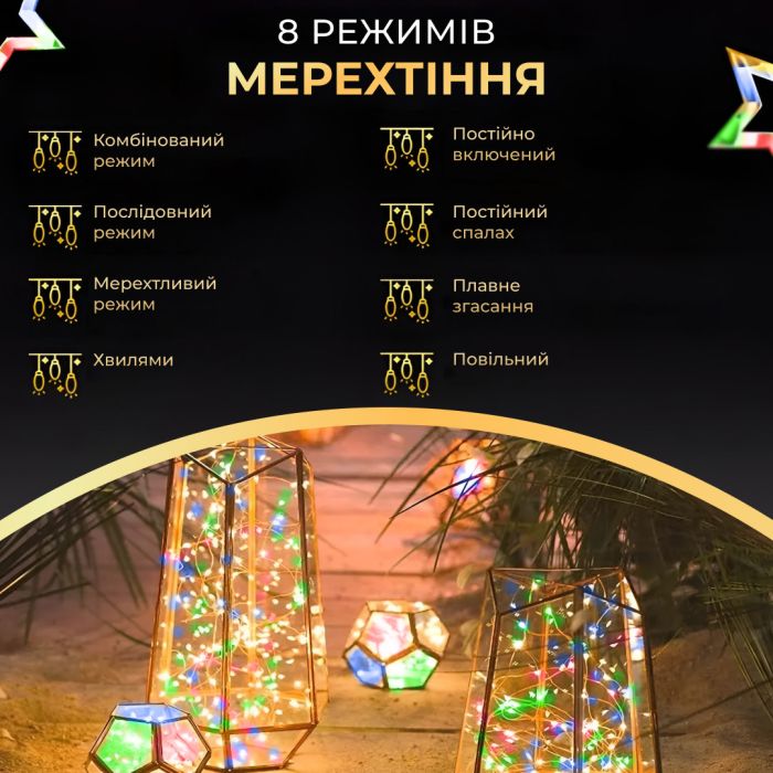 Гірлянда роса на пульті 100 метрів на 1000 led світлодіодів крапля на зеленому дроті мультиколор 1000L100MGML