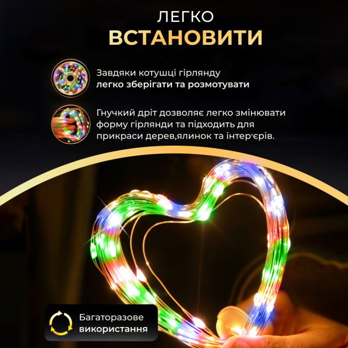 Гірлянда роса на пульті 100 метрів на 1000 led світлодіодів крапля на зеленому дроті мультиколор 1000L100MGML