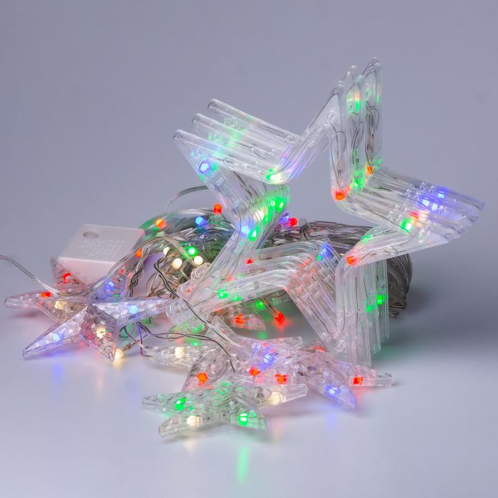 Гірлянда штора 3х0,7 м Зірки на 108 LED лампочок світлодіодна 6 великих та 6 маленьких зірок 9В 8 режимів 1733053ML