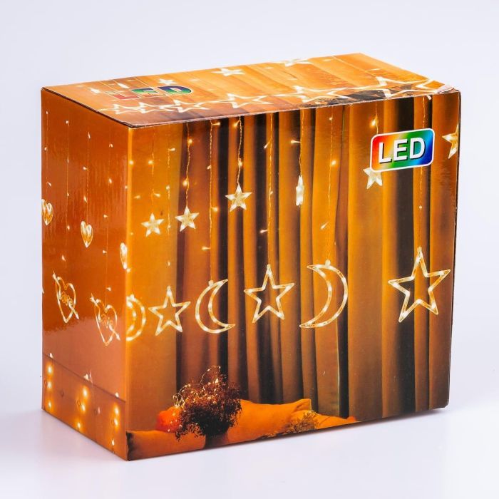 Гірлянда світлодіодна штора GarlandoPro зірка і місяць 108LED 3х0,9 м гірлянда зірка Білий 1733059W
