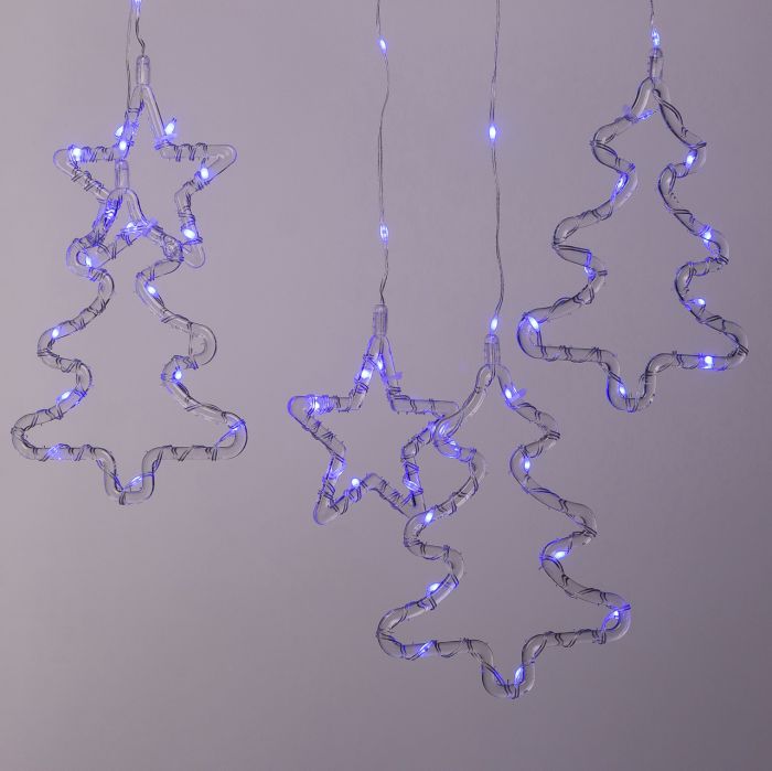Гірлянда штора світлодіодна GarlandoPro зірка та ялинка 120LED 3х0,9 м 8 режимів Синій 1733070BL
