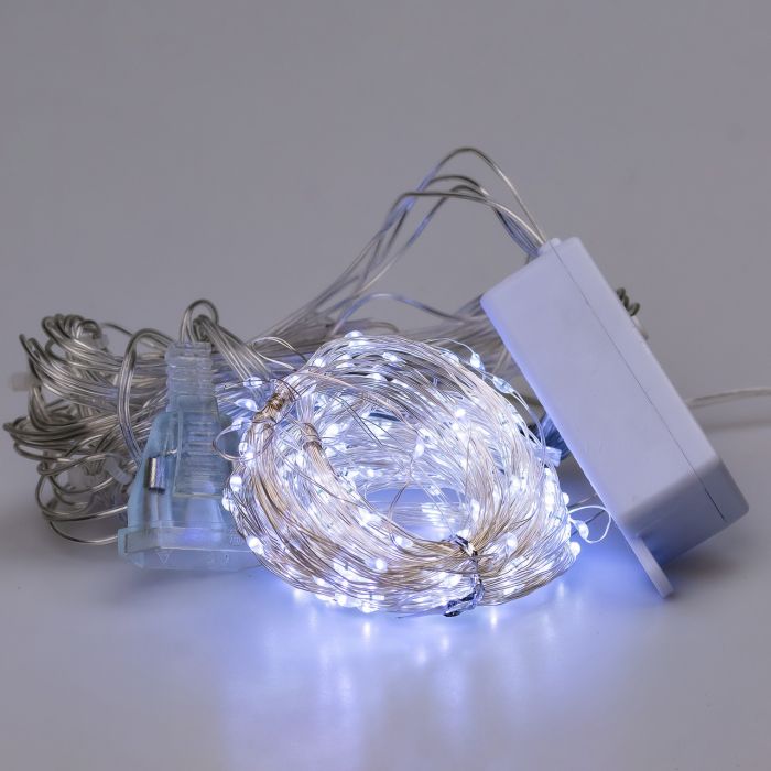 Гірлянда штора світлодіодна GarlandoPro 200LED Роса 3х3м 8 режимів 10 ниток гірлянда роса на ялинці Білий 173307W