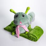 М'яка іграшка-подушка з пледом Гусениця 110×170 (см) плюшевий дитячий плед 3в1 Зелений 7127-GR