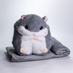 М'яка іграшка-подушка з пледом Хом'як 110×160 (см) плюшевий дитячий плед 3в1 Сірий 7090G