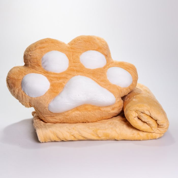 М'яка іграшка-подушка з пледом і муфтою 3 в 1 Лапка 40×40×25 (см) Помаранчевий Yiwu 520-18Y