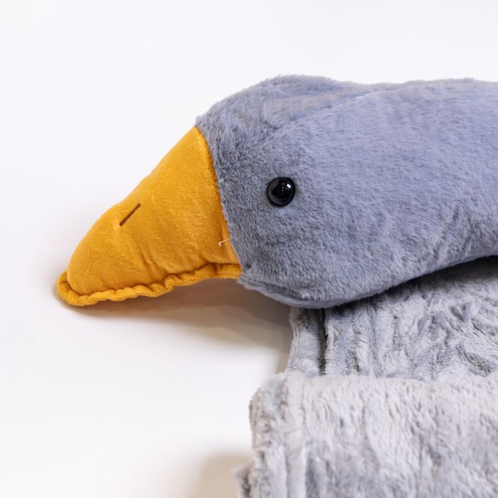 М'яка іграшка-подушка з пледом усередині Гусак-обіймусь 135 (см) іграшка плед 3 в 1 дитячий плюшевий плед Сірий 520-6G