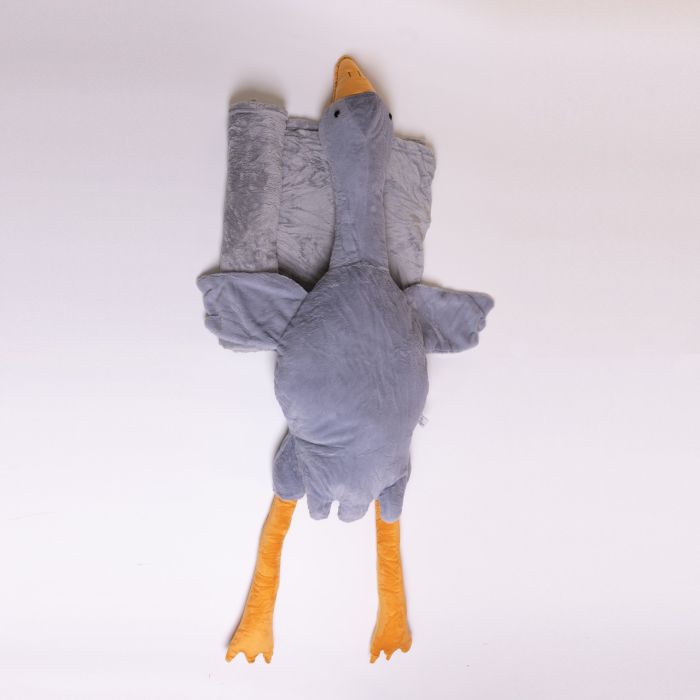 М'яка іграшка-подушка з пледом усередині Гусак-обіймусь 135 (см) іграшка плед 3 в 1 дитячий плюшевий плед Сірий 520-6G