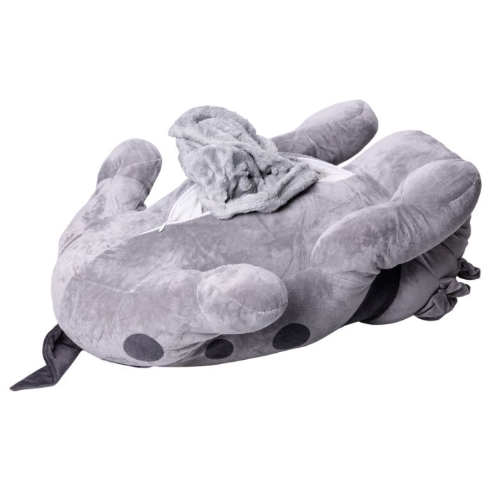 М'яка іграшка-подушка з пледом всередині Собака обіймашка 65 (см) Сірий Colorful Home 9527-40G