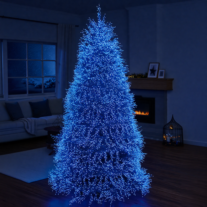 Новорічна гірлянда Хвойна лапа кімнатна роса 100 м 3000 LED зелений провід Синє сяйво D3000L100MGBL