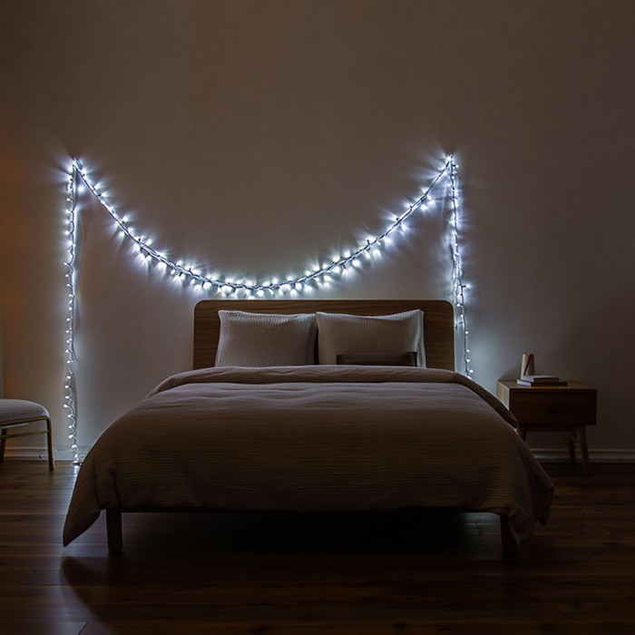 Новорічна гірлянда кімнатна нитка 14 м 160 LED кімнатна гірлянда чорний провід Біле світло W160LED16MBW