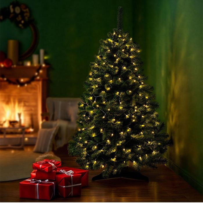 Новорічна гірлянда кімнатна нитка 18 м 180 LED кімнатна гірлянда чорний провід Жовте світло W180LED18MBY