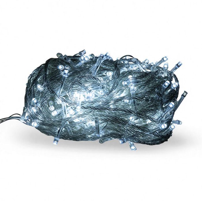 Новорічна гірлянда кімнатна нитка 22 м 220 LED кімнатна гірлянда білий провід Біле світло W220LED22MWW