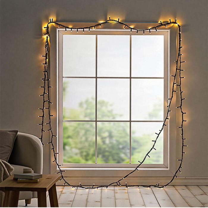 Новорічна гірлянда кімнатна нитка 22 м 220 LED чорний провід Жовтий W220LED22MBY