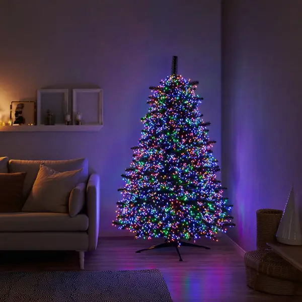 Новорічна гірлянда кімнатна роса 100 м 3000 LED Хвойна лапа зелений провід Мультиколор D3000L100MGML