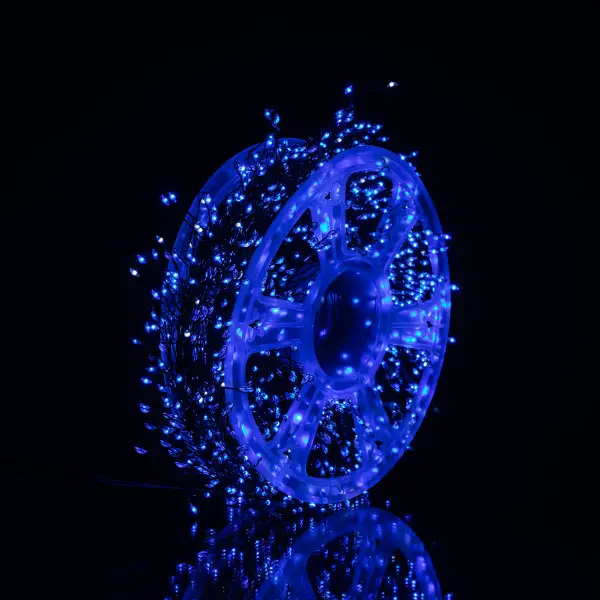 Новорічна гірлянда кімнатна роса Хвойна лапа 50 м 1500 LED зелений провід Синє сяйво D1500L50MGBL