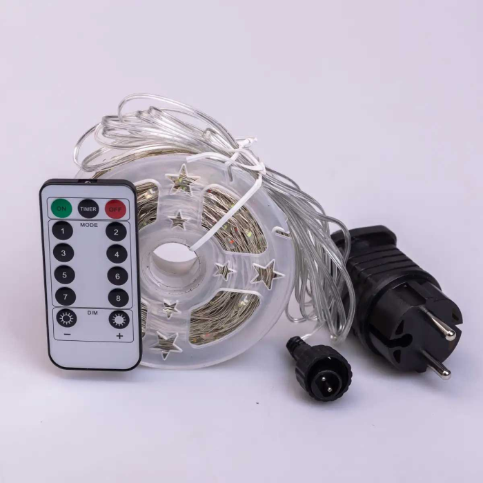 Світлодіодна гірлянда Роса нитка 500 LED довжина 50 м від мережі біла нитка з пультом Мультиколор 500L50MWМL