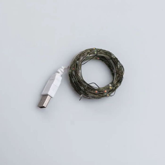Гірлянда роса 20 метрів USB на 200 led світлодіодів крапля на зеленому дроті мультиколор USB200L20MGML