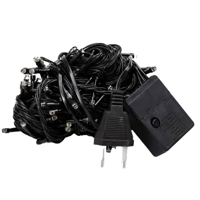 Новорічна гірлянда кімнатна нитка 10 м 120 LED чорний провід Білий W120LED10MBW