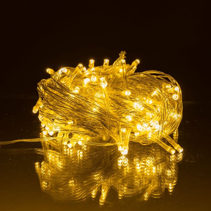 Новорічна гірлянда кімнатна нитка 10 м 120 LED кімнатна гірлянда білий провід Жовте світло W120LED10MWY