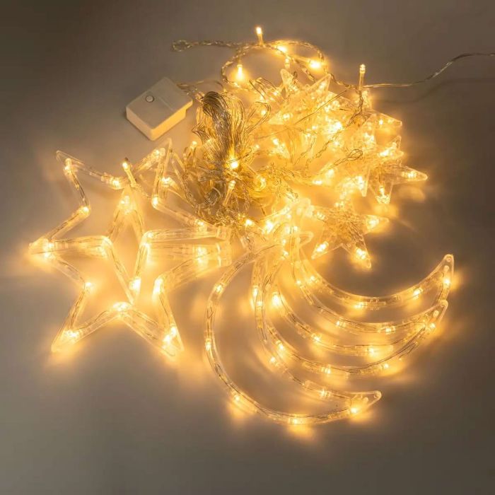 Електрична гірлянда Зірка штора 3 метри на вікно для фотозон жовта WYF11Y